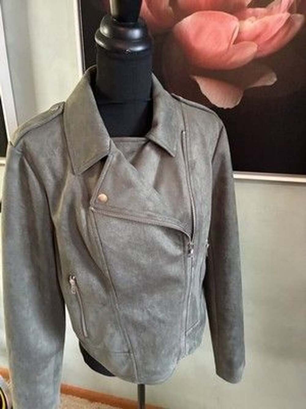 Steve Madden Olive Moto Faux Suede Jacket, XL  A261